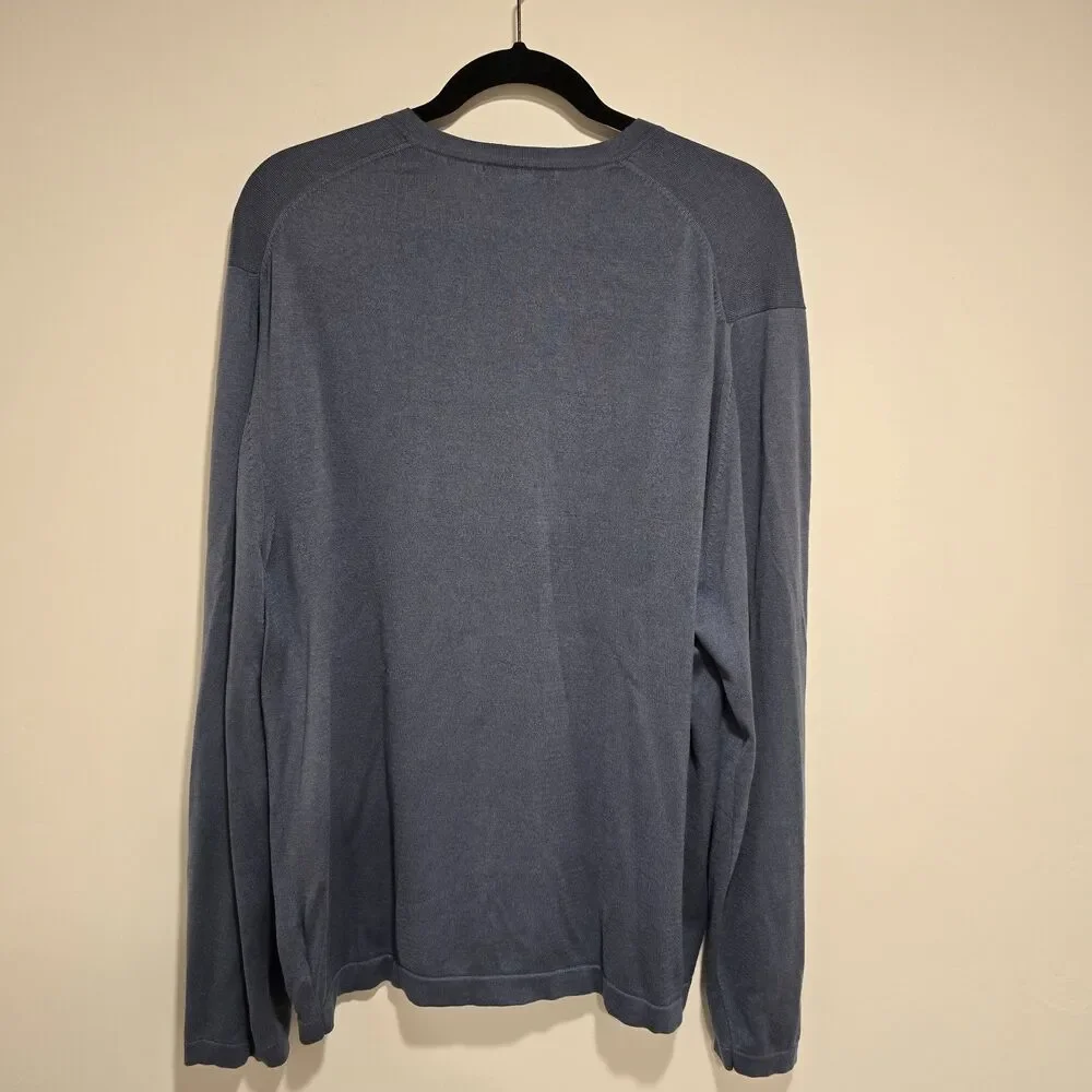 BANANA REPUBLIC Luxury Blend Silk Cashmere V-Neck Sweater Sz XL Mens Blue Light